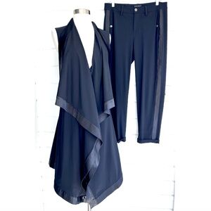 MC PLANET Tuxedo Inspired Asymmetrical Draped Tunic Vest(8) & Slim Pants(10) Set